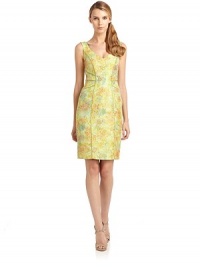 THE LOOKJacquard woven constructionPiping seam detailingDouble V-necklineBack zip with hook-and-eye closureTHE FITAbout 37 shoulder top to hemTHE MATERIAL59% polyester/30% cotton/6% acetate/3% linen/2% acrylicFully linedCARE & ORIGINDry cleanImportedModel shown is 5'10 (177cm) wearing US size 4. THE LOOKJacquard woven constructionPiping seam detailingDouble V-necklineBack zip with hook-and-eye closureTHE FITAbout 37 shoulder top to hemTHE MATERIAL59% polyester/30% cotton/6% acetate/3% linen/2% acrylicFully linedCARE & ORIGINDry cleanImportedModel shown is 5'10 (177cm) wearing US size 4.