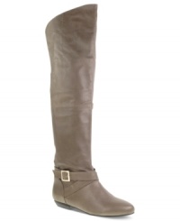 No need to reminisce. Your most stylish days are right now. Chinese Laundry's Nostalgia over-the-knee boots are tall and lean with a buckled strap around the ankle. No need to reminisce. Your most stylish days are right now. Chinese Laundry's Nostalgia over-the-knee boots are tall and lean with a buckled strap around the ankle.