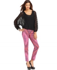 In a bold ikat print and pink wash, these Sanctuary jeans are a must-have for standout fall style! In a bold ikat print and pink wash, these Sanctuary jeans are a must-have for standout fall style!