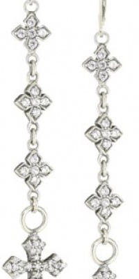 Queen Baby Cross Pave Cubic Zirconia MB Cross Chain Earrings with MB Cross Drop Queen Baby Cross Pave Cubic Zirconia MB Cross Chain Earrings with MB Cross Drop