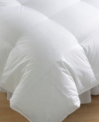 Layer your bed in luxury. This comforter features ultrasoft white goose down and a 600 fill power for year-round, lightweight warmth. Baffle box construction prevents shifting. Silky 300-thread-count Lyocell and cotton cover. Layer your bed in luxury. This comforter features ultrasoft white goose down and a 600 fill power for year-round, lightweight warmth. Baffle box construction prevents shifting. Silky 300-thread-count Lyocell and cotton cover.