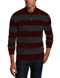 Williams Cashmere Men's 100% Cashmere Zip Mock-Neck Stripe Sweater Williams Cashmere Men's 100% Cashmere Zip Mock-Neck Stripe Sweater