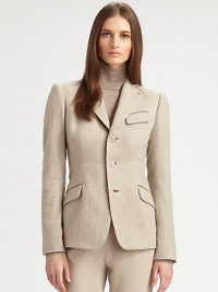 Impeccably tailored from woven cashmere, this sharp, suede-trimmed menswear-inspired design elevates any ensemble.Modified lapelsButton frontFlap pocketsButton frontSuede under-collar and trimBack pleatsBack ventSilk liningAbout 25 from shoulder to hemCashmereDry cleanMade in USA of imported fabricModel shown is 5'11 (180cm) wearing US size 4. Impeccably tailored from woven cashmere, this sharp, suede-trimmed menswear-inspired design elevates any ensemble.Modified lapelsButton frontFlap pocketsButton frontSuede under-collar and trimBack pleatsBack ventSilk liningAbout 25 from shoulder to hemCashmereDry cleanMade in USA of imported fabricModel shown is 5'11 (180cm) wearing US size 4.