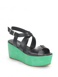 THE LOOKAdjustable crisscross leather ankle strap with bucklePadded insoleContrast suede-covered wedge, 3(75mm)Contrast suede-covered platform, 1½(40mm)Compares to a 1½ heel(40mm)THE MATERIALVegetal leather and suede upperLeather liningMan-made soleORIGINImported THE LOOKAdjustable crisscross leather ankle strap with bucklePadded insoleContrast suede-covered wedge, 3(75mm)Contrast suede-covered platform, 1½(40mm)Compares to a 1½ heel(40mm)THE MATERIALVegetal leather and suede upperLeather liningMan-made soleORIGINImported