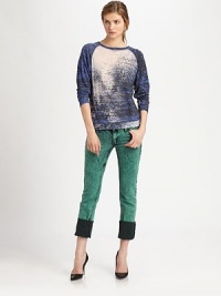 Stretchy skinnies in a cool, contemporary acid wash with 5-pocket styling and cuffs that can be folded up to expose a contrasting interior. THE FITSkinny fitRise, about 7Inseam, about 35THE DETAILSZip flyFive-pocket style98% cotton/2% elastaneDry cleanMade in USA of imported fabricModel shown is 5'10 (177cm) wearing US size 2. Stretchy skinnies in a cool, contemporary acid wash with 5-pocket styling and cuffs that can be folded up to expose a contrasting interior. THE FITSkinny fitRise, about 7Inseam, about 35THE DETAILSZip flyFive-pocket style98% cotton/2% elastaneDry cleanMade in USA of imported fabricModel shown is 5'10 (177cm) wearing US size 2.