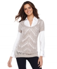 A sheer delight for fall: INC's short sleeve petite sweater, crafted from an open knit. (Clearance) A sheer delight for fall: INC's short sleeve petite sweater, crafted from an open knit. (Clearance)