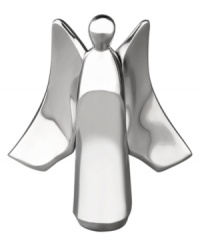 An angel for modern Christmases crafted in lustrous Nambe alloy. Standing in adoration of baby Jesus, this heirloom-quality figurine graces nativity scenes with enchanting beauty. Designed by Todd Weber. An angel for modern Christmases crafted in lustrous Nambe alloy. Standing in adoration of baby Jesus, this heirloom-quality figurine graces nativity scenes with enchanting beauty. Designed by Todd Weber.