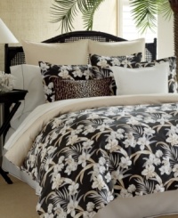 Turn your bedroom into an exotic getaway with this Tommy Bahama Home Julie Cay comforter set. A bounty of floral details take center stage over a dark landscape, evoking the warmth of an evening in the Caribbean. Turn your bedroom into an exotic getaway with this Tommy Bahama Home Julie Cay comforter set. A bounty of floral details take center stage over a dark landscape, evoking the warmth of an evening in the Caribbean.