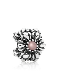 Birthstone accents add a personal touch to PANDORA's floral charm. Birthstone accents add a personal touch to PANDORA's floral charm.