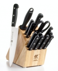 Set for life! A comprehensive stamped knife set to build a professional kitchen for the enthusiastic chef. The Zwilling special formula stainless steel construction infuses an unrivaled strength into each tool for a lasting sharpness and precision that owns the kitchen. Limited lifetime warranty. Set for life! A comprehensive stamped knife set to build a professional kitchen for the enthusiastic chef. The Zwilling special formula stainless steel construction infuses an unrivaled strength into each tool for a lasting sharpness and precision that owns the kitchen. Limited lifetime warranty.