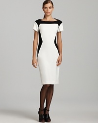 Bring your 9-to-5 style into focus with a sharply-tailored Rachel Roy sheath dress. Geometric color blocking and a hint of stretch craft a flawless silhouette, accented with a revealing back cutout for provocative finish. Bring your 9-to-5 style into focus with a sharply-tailored Rachel Roy sheath dress. Geometric color blocking and a hint of stretch craft a flawless silhouette, accented with a revealing back cutout for provocative finish.