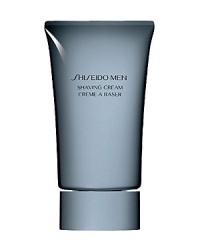 Shiseido Men Shaving Cream. A rich shaving cream that adheres closely to skin to ensure a smooth shave on even the thickest beard or dry skin. Helps prevent razor burn and rinses off easily. Super smooth cream makes the razor glide easily over skin to help prevent redness and irritation. Formulated with Damage Defense Complex to replenish moisture and increase the skin's protective barrier function. Recommended for all skin types. Shiseido Men Shaving Cream. A rich shaving cream that adheres closely to skin to ensure a smooth shave on even the thickest beard or dry skin. Helps prevent razor burn and rinses off easily. Super smooth cream makes the razor glide easily over skin to help prevent redness and irritation. Formulated with Damage Defense Complex to replenish moisture and increase the skin's protective barrier function. Recommended for all skin types.