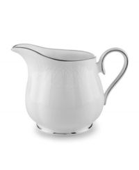 For nearly 150 years, Lenox has been renowned throughout the world as a premier designer and manufacturer of fine china. The simple and classic Hannah Platinum pattern brings a timeless refinement to your formal entertaining table, in pure white bone china embossed with a subtle palmetto-leaf design, and banded in platinum.