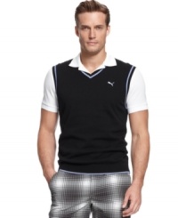 Look the part. Poise yourself for a top performance on the links with this sweater vest from Puma. Look the part. Poise yourself for a top performance on the links with this sweater vest from Puma.