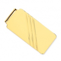 Diagonal Striped Money Clip in 14 Karat Gold Diagonal Striped Money Clip in 14 Karat Gold