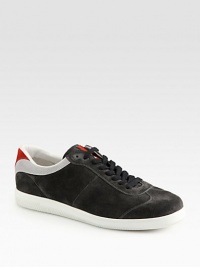 Sumptuous suede elevates this classic sporty style topped with logo detail.Suede upperLeather liningPadded insoleRubber soleMade in Italy Sumptuous suede elevates this classic sporty style topped with logo detail.Suede upperLeather liningPadded insoleRubber soleMade in Italy