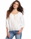 Ella moss Women's Carmen 3/4 Sleeve Top, White, X-Small