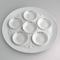 Judaica is a twist on the best selling Louvre pattern from Bernardaud. Pieces from this collection make perfect gifts for the holidays or for the couple who treasures their heritage. The Bernardaud service was engraved by hand, following the grand tradition of master sculptors. Casual or formal, the collection expresses a unique personality of quality craftsmanship. Available pieces include: set of 6 mini seder plates; kiddush cup; matzah plate; mezuzah; rice bowl; and seder plate. The set of 6 mini seder plates are sold separately from the seder plate. Judaica is a twist on the best selling Louvre pattern from Bernardaud. Pieces from this collection make perfect gifts for the holidays or for the couple who treasures their heritage. The Bernardaud service was engraved by hand, following the grand tradition of master sculptors. Casual or formal, the collection expresses a unique personality of quality craftsmanship. Available pieces include: set of 6 mini seder plates; kiddush cup; matzah plate; mezuzah; rice bowl; and seder plate. The set of 6 mini seder plates are sold separately from the seder plate.