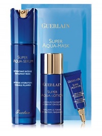 The new aqua complex in this advanced formula acts as a double-protective shield protecting against aging and aggressions. Skin is moisturized and plumped. It's an ideal way to keep skin deeply hydrated, radiant and smooth. Set includes: Full-size serum, deluxe samples of the toner and eye serum, and a Super Aqua sheet mask. Made in France. The new aqua complex in this advanced formula acts as a double-protective shield protecting against aging and aggressions. Skin is moisturized and plumped. It's an ideal way to keep skin deeply hydrated, radiant and smooth. Set includes: Full-size serum, deluxe samples of the toner and eye serum, and a Super Aqua sheet mask. Made in France.