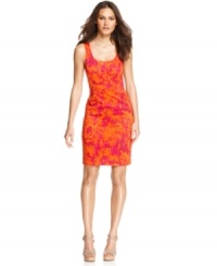 A bright abstract print adds bold summer style to this MICHAEL Michael Kors sheath dress -- perfect for chic desk-to-dinner look! A bright abstract print adds bold summer style to this MICHAEL Michael Kors sheath dress -- perfect for chic desk-to-dinner look!