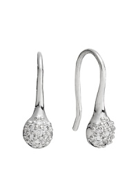 Pavé diamonds light up white gold drop earrings by PANDORA. Pavé diamonds light up white gold drop earrings by PANDORA.