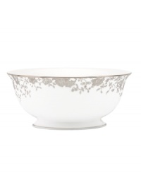 Fashion a stunning table in French Lace dinnerware. Platinum trim and an intricate floral pattern plucked right off the runway adorn this elegant, easy-clean serving bowl from Marchesa by Lenox. Fashion a stunning table in French Lace dinnerware. Platinum trim and an intricate floral pattern plucked right off the runway adorn this elegant, easy-clean serving bowl from Marchesa by Lenox.