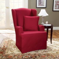 Sure Fit 139726246_CLRET Duck Solid Wing Chair Slipcover, Claret Sure Fit 139726246_CLRET Duck Solid Wing Chair Slipcover, Claret