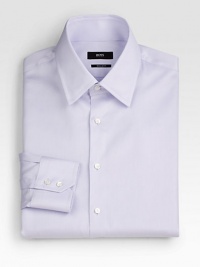 A smooth, regular fit with a diamond-woven texture in crisp cotton. Traditional placket Modified point collar Mitred barrel cuffs Cotton; dry clean Imported A smooth, regular fit with a diamond-woven texture in crisp cotton. Traditional placket Modified point collar Mitred barrel cuffs Cotton; dry clean Imported
