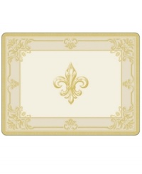 Emblazoned with the iconic French emblem, Portmeirion's decorated Fleur de Lys placemats dress tables with old-world elegance. A hard cork back contrasts the classic design with casual style.