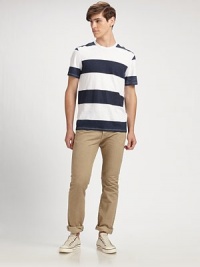 Cotton-blend crewneck in classic stripes for an on-the-go look that's stylishly pulled together.Crewneck50% cotton/50% polyesterMachine washImported Cotton-blend crewneck in classic stripes for an on-the-go look that's stylishly pulled together.Crewneck50% cotton/50% polyesterMachine washImported