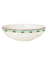 Combining the exotic lushness of the tropics with classic British style, this china collection stirs romantic thoughts of overseas adventures. This accent plate comes in three richly detailed designs ¿ shutter, bamboo or trade winds - and features a hand-painted shore scene. A thin rim of gold lends a brilliantly elegant touch. Shown from left to right: Bamboo, Shutter, Tradewind. Combining the exotic lushness of the tropics with classic British style, this china collection stirs romantic thoughts of overseas adventures. This accent plate comes in three richly detailed designs ¿ shutter, bamboo or trade winds - and features a hand-painted shore scene. A thin rim of gold lends a brilliantly elegant touch. Shown from left to right: Bamboo, Shutter, Tradewind.