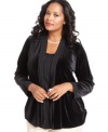 Start the holiday season in style with Charter Club's layered look plus size top, featuring a velvet cardigan and scoopneck inset.