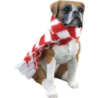 Sandicast Fawn Boxer with Red and White Scarf Christmas Ornament Sandicast Fawn Boxer with Red and White Scarf Christmas Ornament