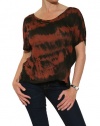 Women's Generation Love Aila Cropped Dolman Tie Dye T-Shirt Black Size M/L