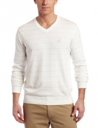 Nautica Men's All Over Stripe V-Neck Sweater