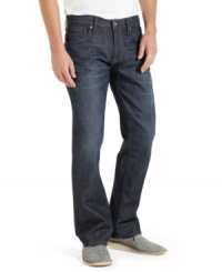 With an ever-versatile dark wash, these Levi's jeans are bound to become your go-to pair. With an ever-versatile dark wash, these Levi's jeans are bound to become your go-to pair.
