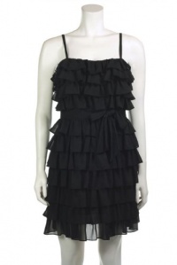 Juicy Couture Women's Black Tiered Chiffon Ruffle Dress Juicy Couture Women's Black Tiered Chiffon Ruffle Dress