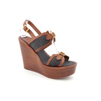 Tory Burch Florian Womens Size 9.5 Blue Textile Wedge Sandals Shoes New/Display