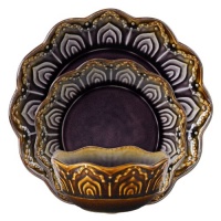 Gibson Maison Morocco 12-Piece Reactive Dinnerware Set, Purple Gibson Maison Morocco 12-Piece Reactive Dinnerware Set, Purple