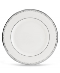 Combining elements both modern and vintage, the understated Pearl Platinum collection is designed to mimic a strand of lustrous pearls. With imitation pearl accents and platinum rims on fine bone china. Combining elements both modern and vintage, the understated Pearl Platinum collection is designed to mimic a strand of lustrous pearls. With imitation pearl accents and platinum rims on fine bone china.