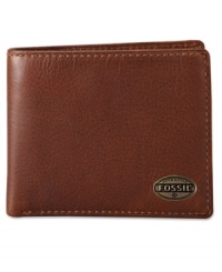 A vintage finish give this wallet from Fossil some extra appeal. A vintage finish give this wallet from Fossil some extra appeal.