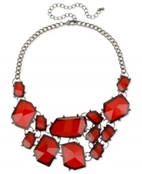 Red haute. Haskell's frontal necklace, crafted from hematite-tone mixed metal, breaks out the bold with red faceted acrylic stones. Approximate length: 15 inches + 5-inch extender. Approximate drop: 2-1/4 inches. Red haute. Haskell's frontal necklace, crafted from hematite-tone mixed metal, breaks out the bold with red faceted acrylic stones. Approximate length: 15 inches + 5-inch extender. Approximate drop: 2-1/4 inches.