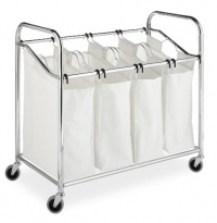 Whitmor 6097-3529-BB Chrome and Canvas Four Section Laundry Sorter Whitmor 6097-3529-BB Chrome and Canvas Four Section Laundry Sorter