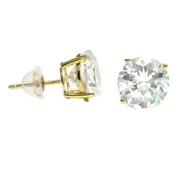 Solitaire Stud Earrings Round Cubic Zirconia CZ 14k Yellow Gold Basket 5 mm (1.00 ct.tw.) Solitaire Stud Earrings Round Cubic Zirconia CZ 14k Yellow Gold Basket 5 mm (1.00 ct.tw.)