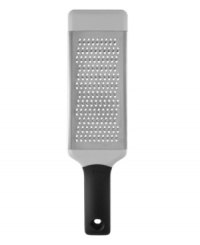 A greater way to grate! Bi-directional stainless steel blades provide a generous space for preparing your favorite hard cheeses, chocolates, carrots and more. The comfort, soft handle and non-slip foot bring optimal control into your kitchen. A greater way to grate! Bi-directional stainless steel blades provide a generous space for preparing your favorite hard cheeses, chocolates, carrots and more. The comfort, soft handle and non-slip foot bring optimal control into your kitchen.