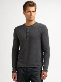 THE LOOKCrewneckFour-button henley placketLong sleevesTHE MATERIAL70% superfine wool/30% cashmereCARE & ORIGINDry cleanImported THE LOOKCrewneckFour-button henley placketLong sleevesTHE MATERIAL70% superfine wool/30% cashmereCARE & ORIGINDry cleanImported