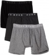 HUGO BOSS Men's Open Vent Boxer 3 Pack, Black/Light Grey/Charcoal, Medium