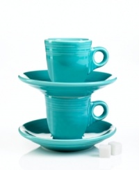 With the chip-resistant durability and cool Art Deco design that made Fiesta famous, the demitasse cups and saucers will definitely perk up your kitchen. With more a dozen colors to love, you can mix, match and create a look that's all your own. With the chip-resistant durability and cool Art Deco design that made Fiesta famous, the demitasse cups and saucers will definitely perk up your kitchen. With more a dozen colors to love, you can mix, match and create a look that's all your own.
