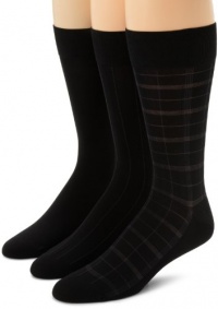 Calvin Klein Men's 3 Pack Microfiber Windowpane Socks, Black, 7-12 Calvin Klein Men's 3 Pack Microfiber Windowpane Socks, Black, 7-12