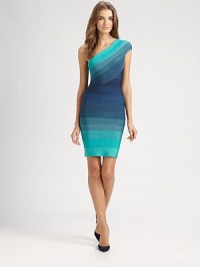 An ombre effect elevates the sleek, form sitting silhouette of this asymmetrical design.Asymmetrical necklineBandage constructionBack zipAbout 21 from natural waistRayon/nylon/spandexDry cleanImportedModel shown is 5'11 (180cm) wearing US size Small. An ombre effect elevates the sleek, form sitting silhouette of this asymmetrical design.Asymmetrical necklineBandage constructionBack zipAbout 21 from natural waistRayon/nylon/spandexDry cleanImportedModel shown is 5'11 (180cm) wearing US size Small.